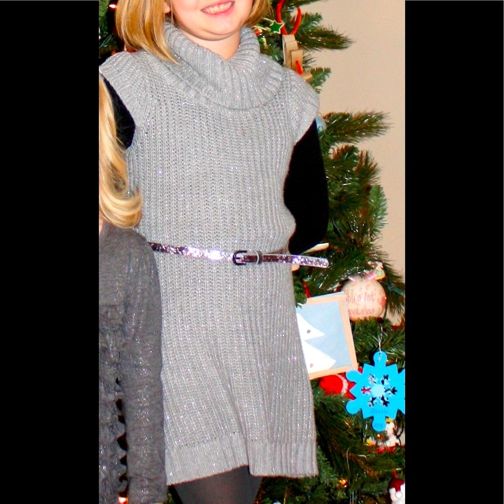 CHEROKEE gray cowl neck sweater dress w/ belt